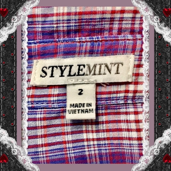 StyleMint Purple Plaid Button Down Shirt - Picture 6 of 6
